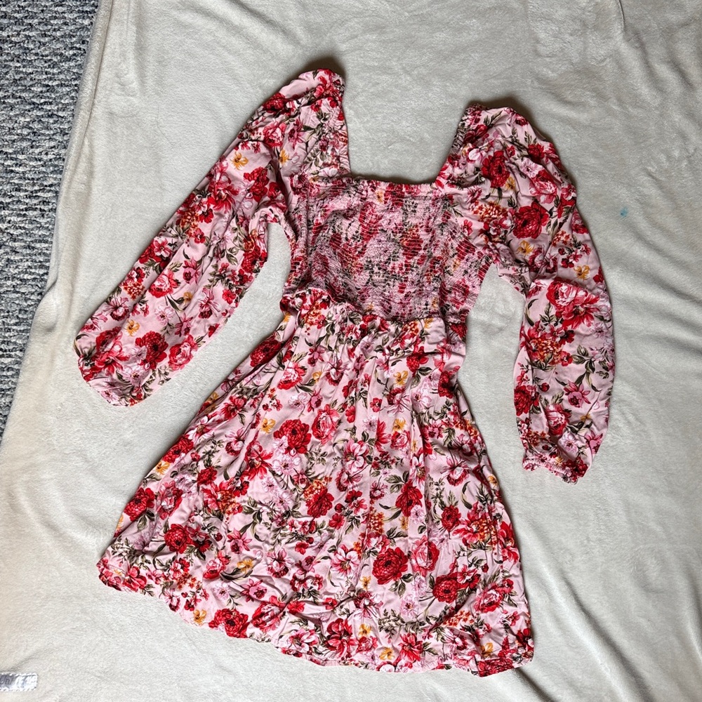 Old Navy Red and Pink Smocked Dress